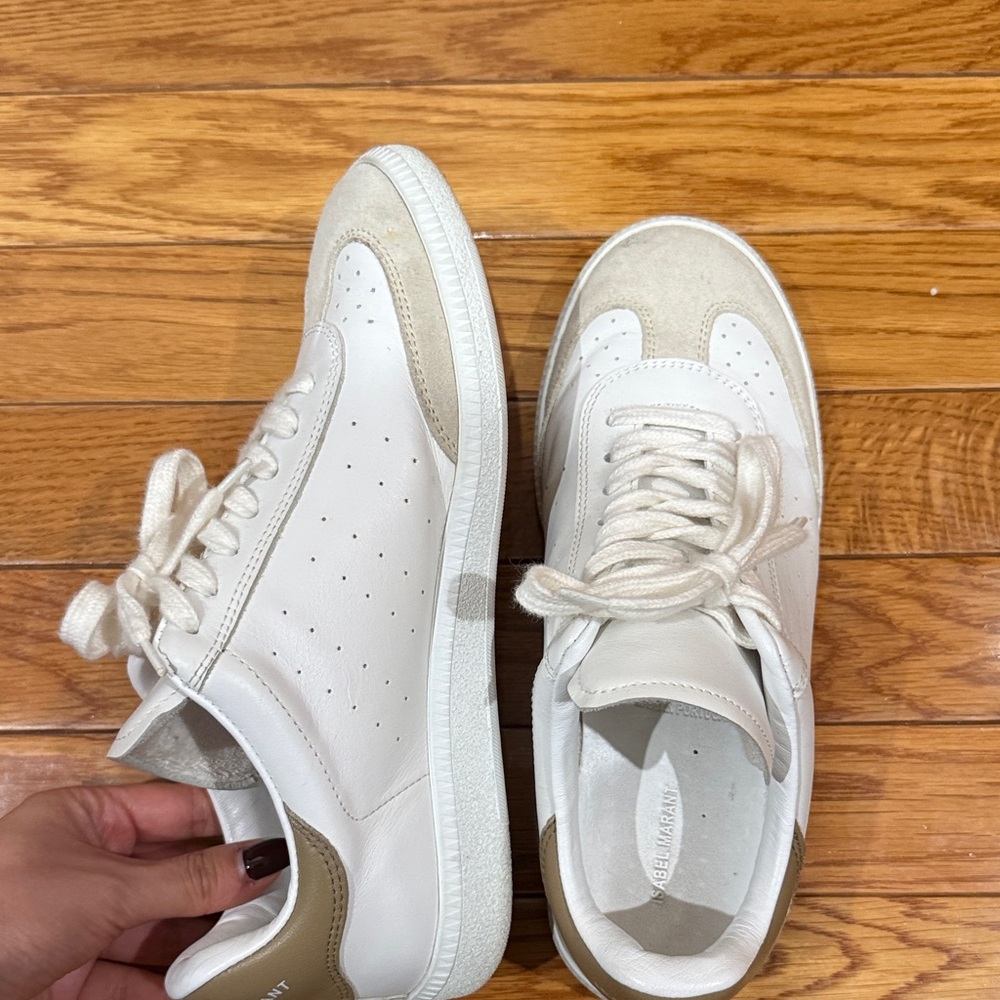 Isabel Marant White and Tan Sneakers